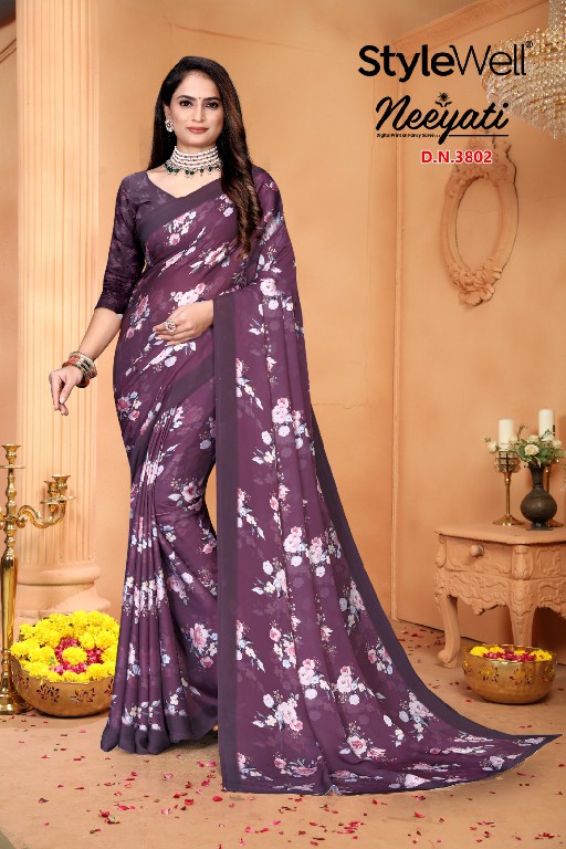 stylewell launch neeyati satin georgette beautiful saree