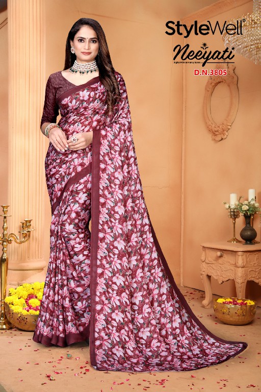 stylewell launch neeyati satin georgette beautiful saree