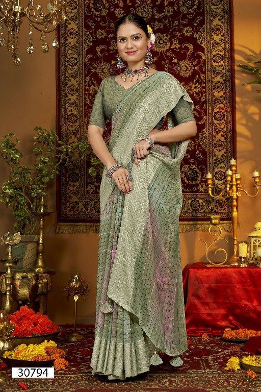 Vallabhi Krupanshi Wholesale Linen Print With Viscose Border Sarees