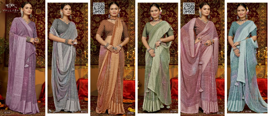 Vallabhi Krupanshi Wholesale Linen Print With Viscose Border Sarees