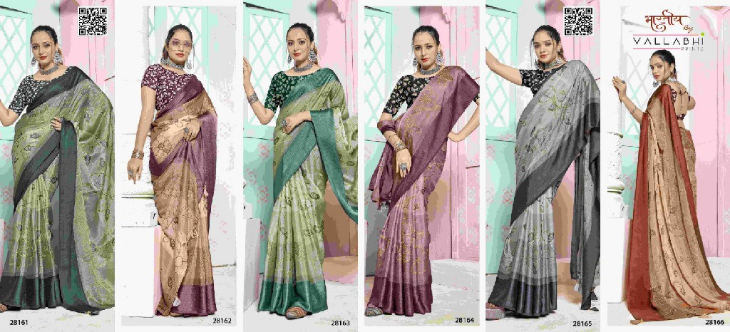 Vallabhi Suprabha Wholesale Floral Print Brasso Fabrics Sarees