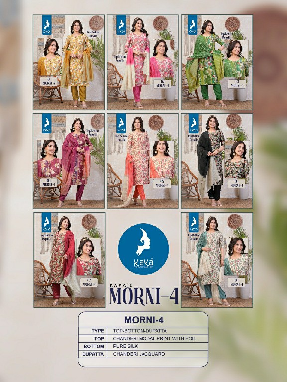 Kaya Morni Vol-4 Wholesale 3 Piece Straight Cut Readymade Salwar Kameez