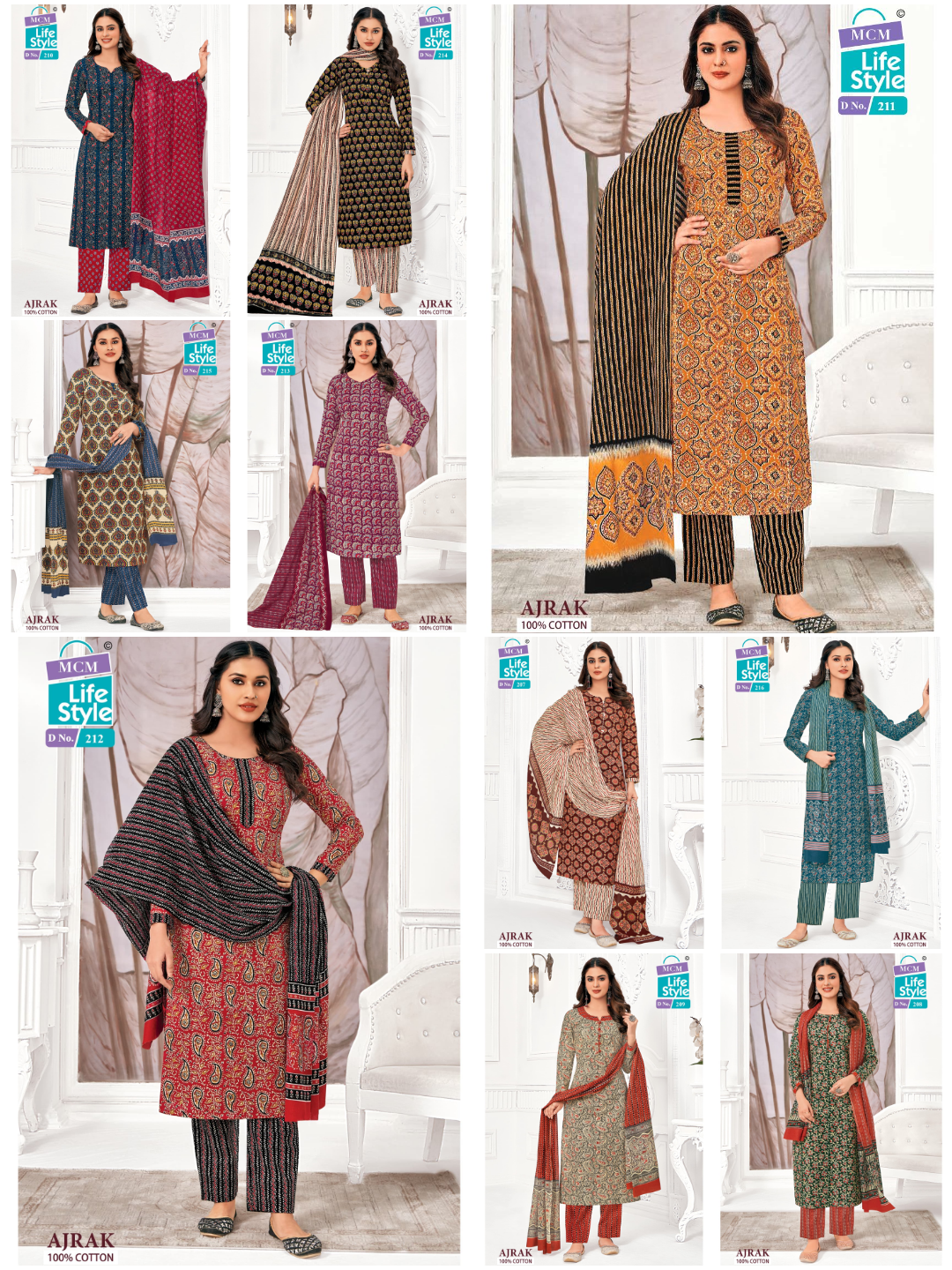 MCM Ajrak Vol-2 Wholesale Readymade Cotton Salwar Suits