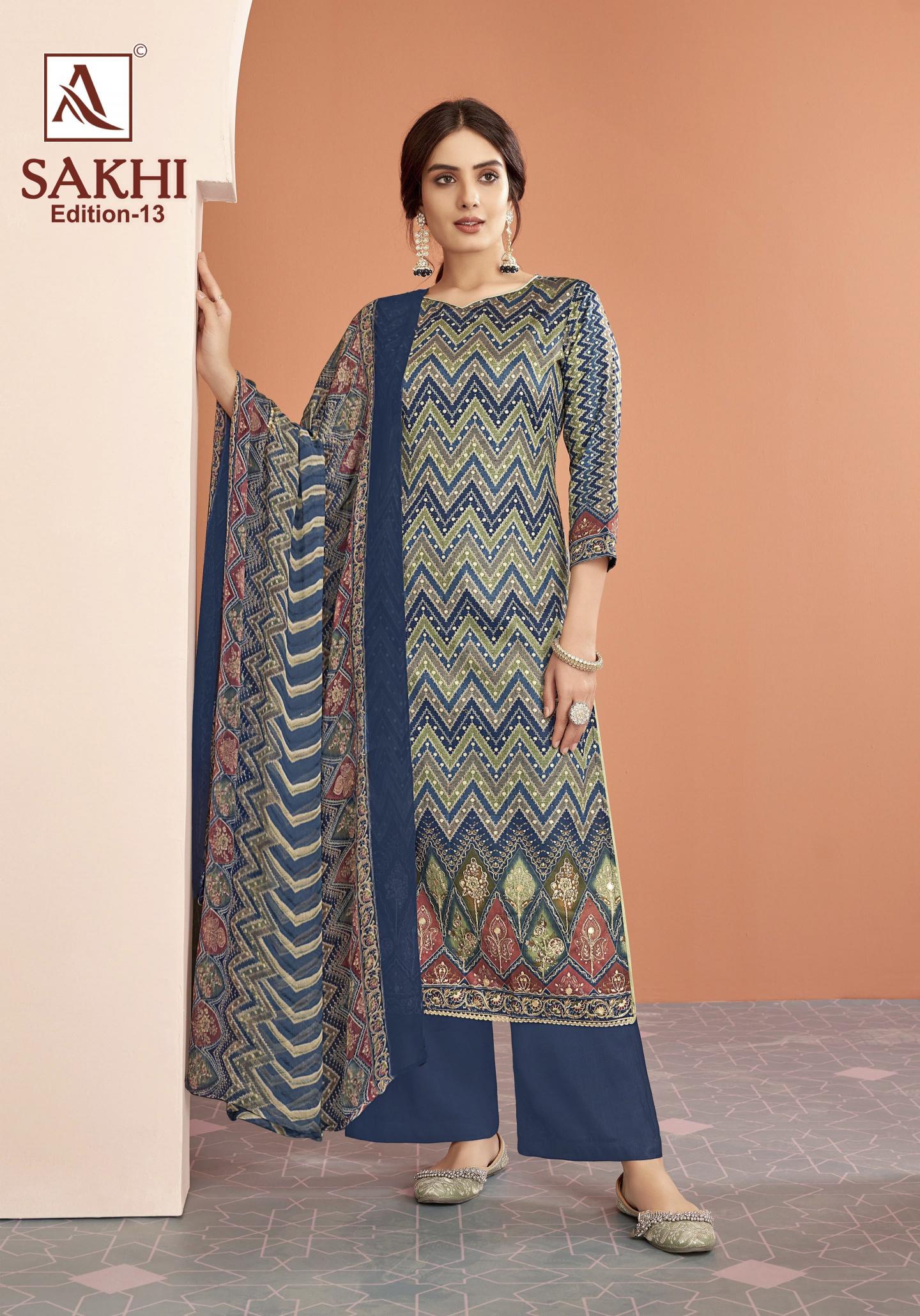 alok suit present sakhi vol 13 zam discharge designer print salwar suit