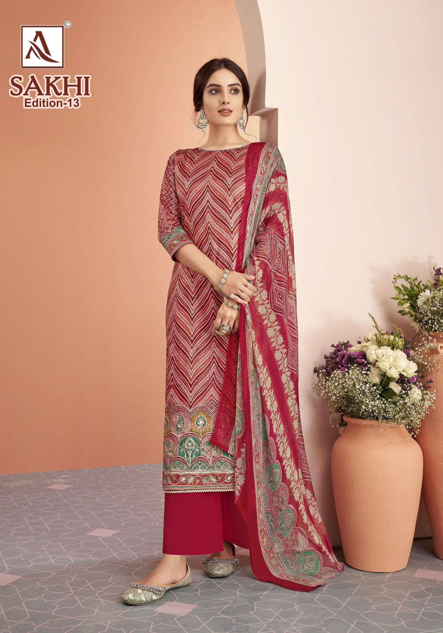 alok suit present sakhi vol 13 zam discharge designer print salwar suit