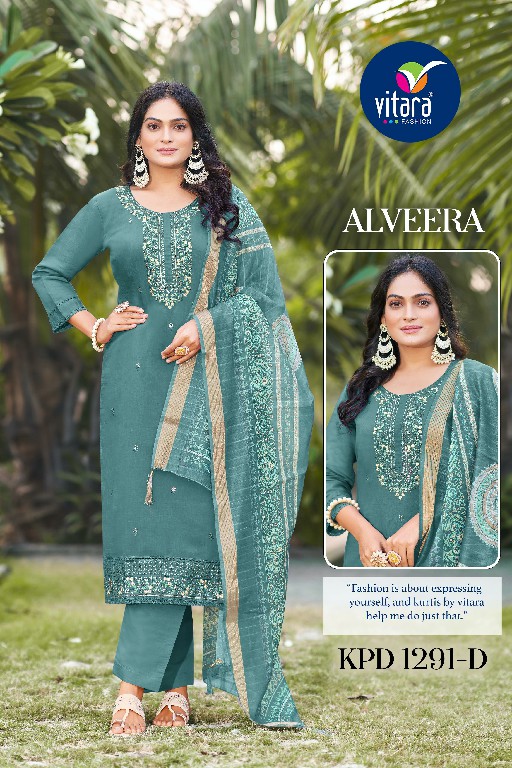 alveera by vitara fashion roman silk readymade luxurious combo suit for women