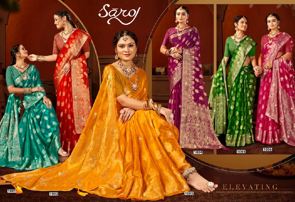 Saroj Richie Rich Jharkan Vol-5 Wholesale Fendi Fabrics With Jharkan Work Sarees