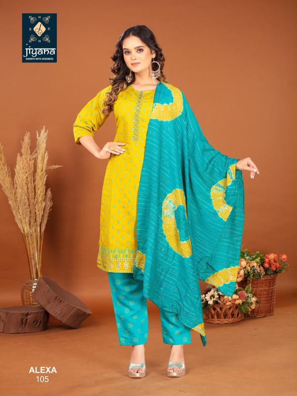 jiyana launch alexa roman silk fully stitch pretty look suit for womens