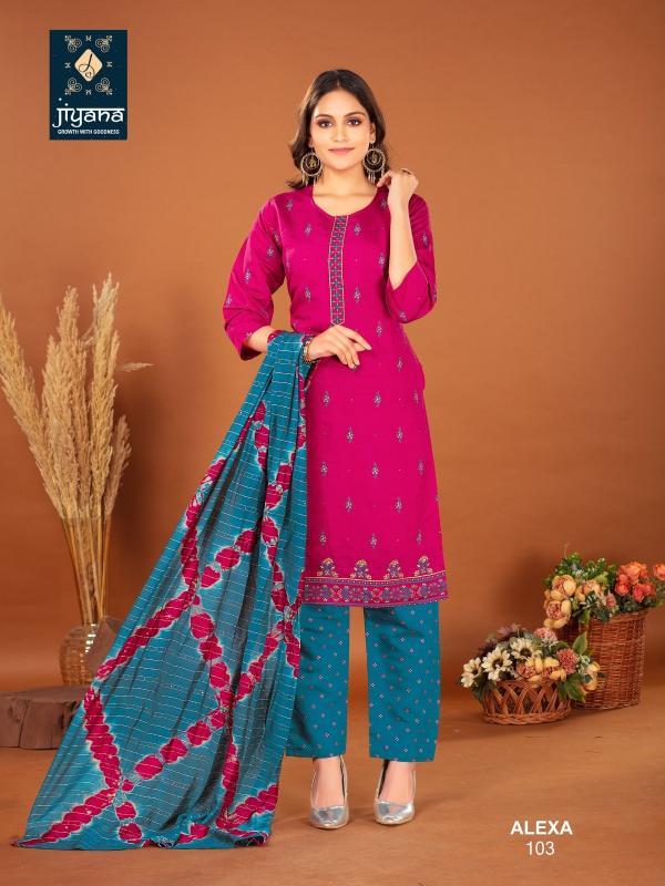 jiyana launch alexa roman silk fully stitch pretty look suit for womens