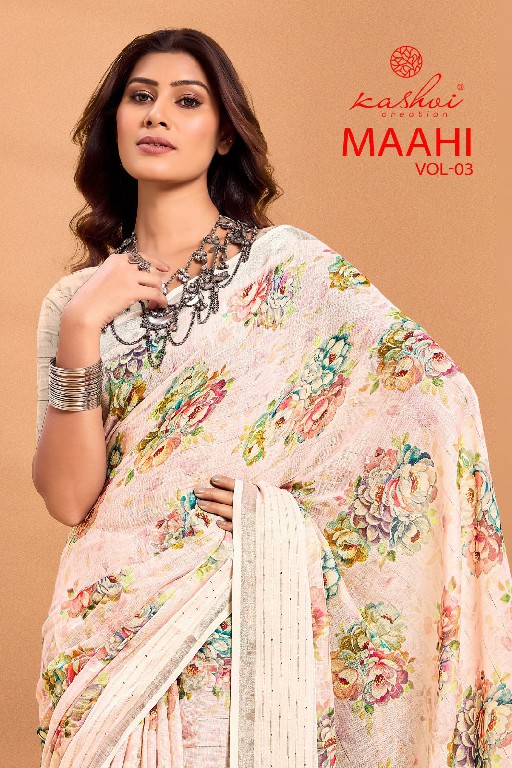 Kashvi Maahi Vol-3 Wholesale Linen Weaving Sequence Border Sarees