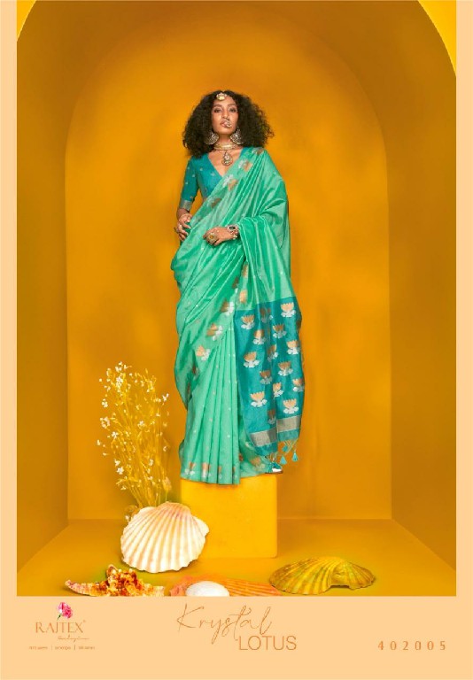 Rajtex Krystal Lotus Wholesale Tussar Handloom Weaving Silk Party Wear Sarees