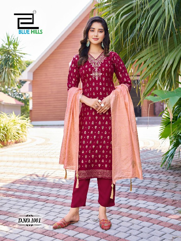 Blue Hills Lakshmi Wholesale 14 Kg Reyon Straight Kurti With Pant And Dupatta