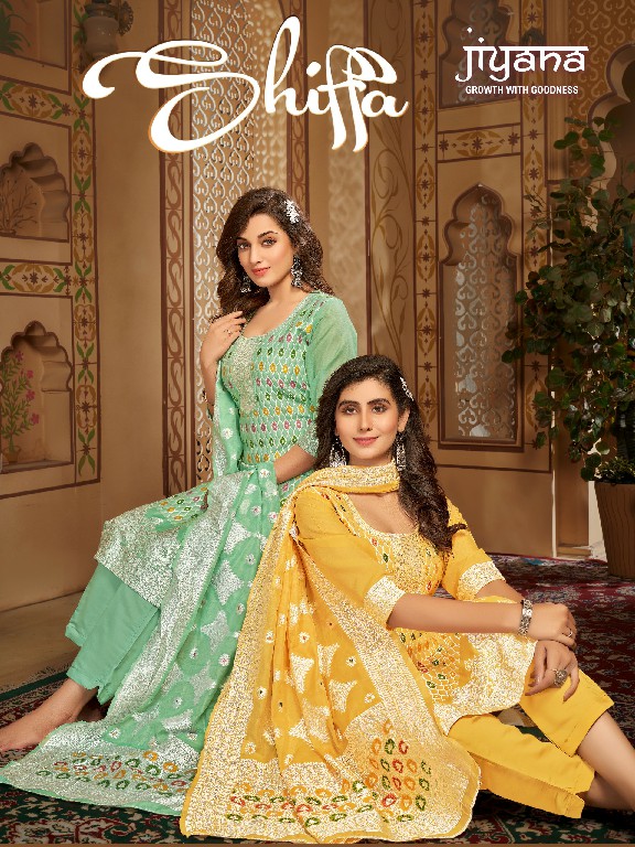 Jiyana Shiffa Wholesale Chanderi Jacquard Fabrics Readymade 3 Piece Suits