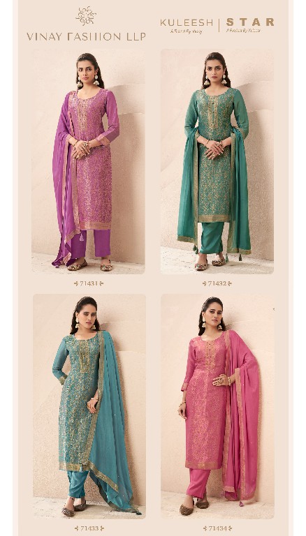 kuleesh vinay star simmer jacquard fashionable design unstitch suits