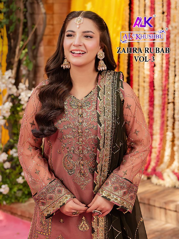 al khushbu zahra rubab vol 3 designer georgette modern pakistani dress material