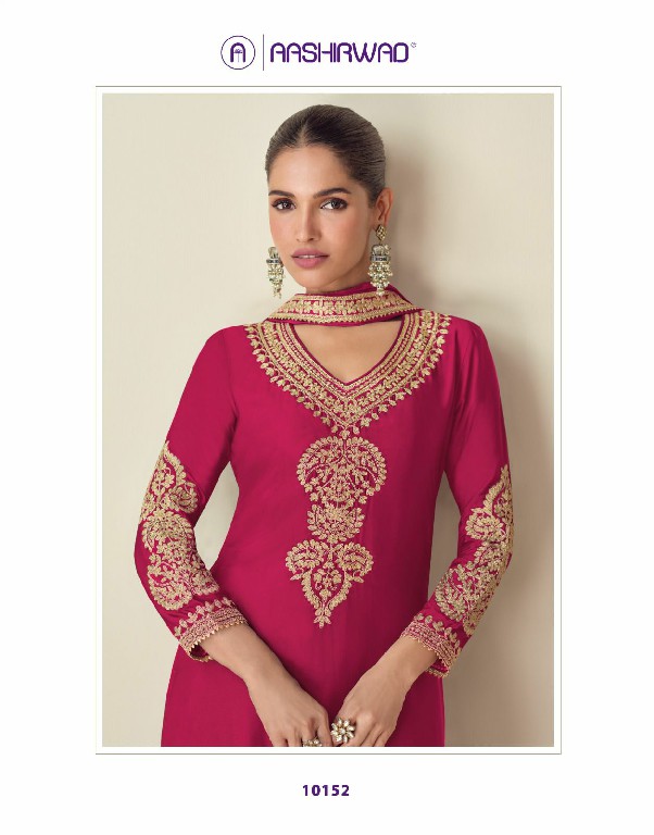 Aashirwad Roma Wholesale Premium Chinon Silk Free Size Stitched Suits