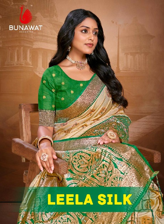 bunawat leela silk wedding festival wear silk fabric saree collection