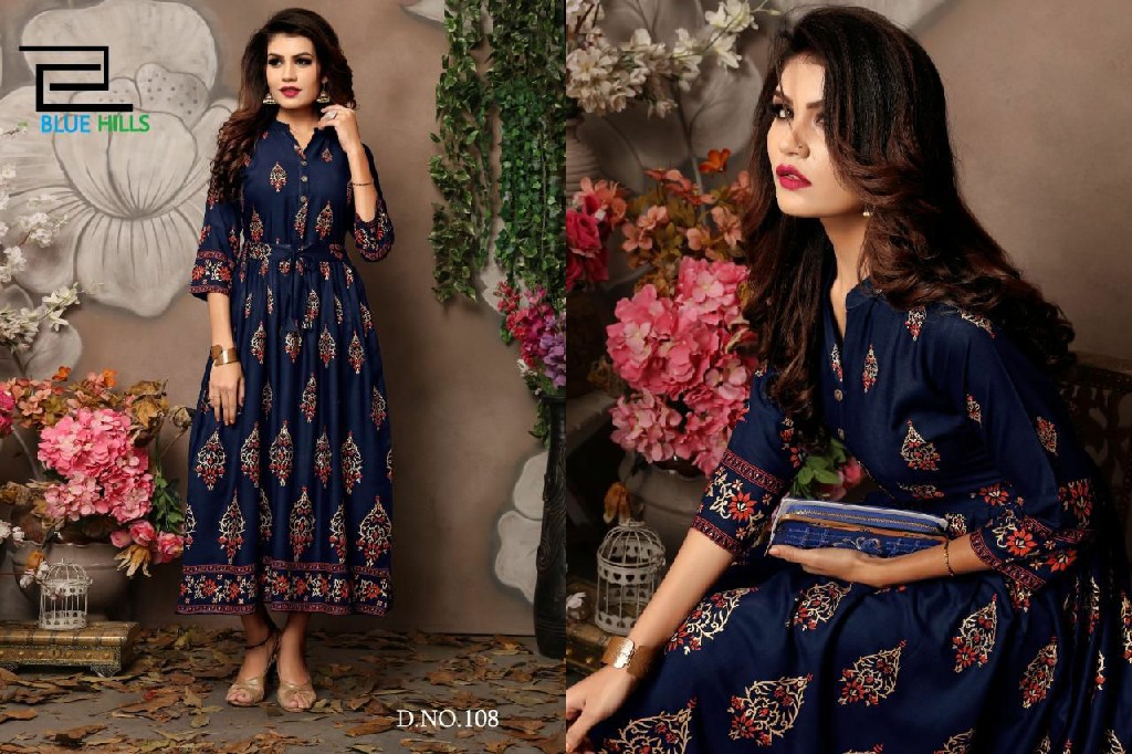 Blue Hills Walkway Vol-1 Wholesale Reyon 14 Kg Print Gown Catalog