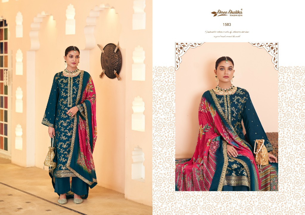 mandakini vol 15 by shree shalika viscose dola jacquard shop trendy unstitch suits