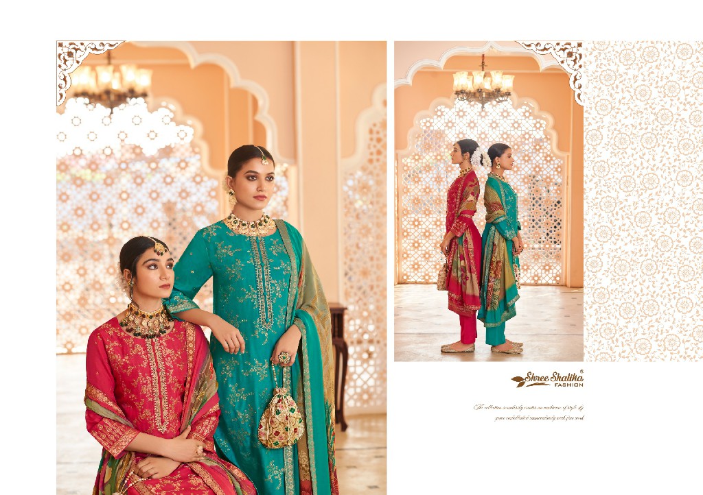 mandakini vol 15 by shree shalika viscose dola jacquard shop trendy unstitch suits