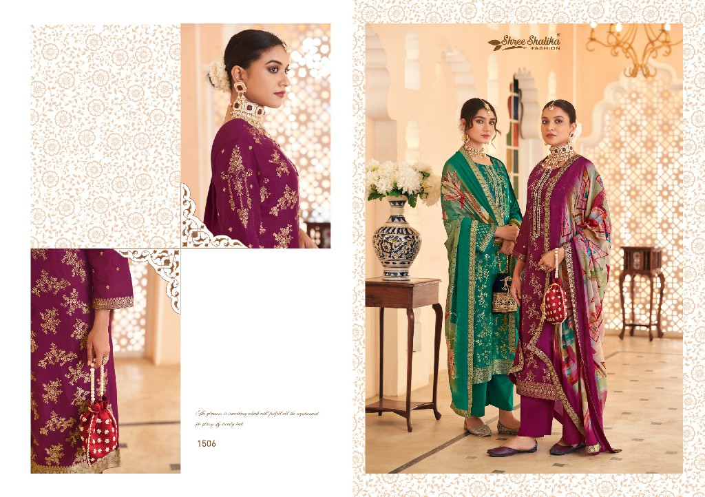 mandakini vol 15 by shree shalika viscose dola jacquard shop trendy unstitch suits