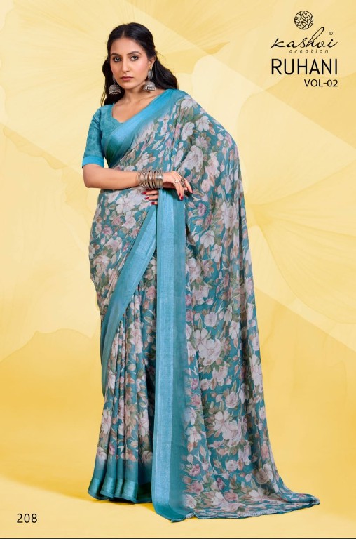 kashvi creation ruhani vol 2 dull moss satin print ethnic wear saree