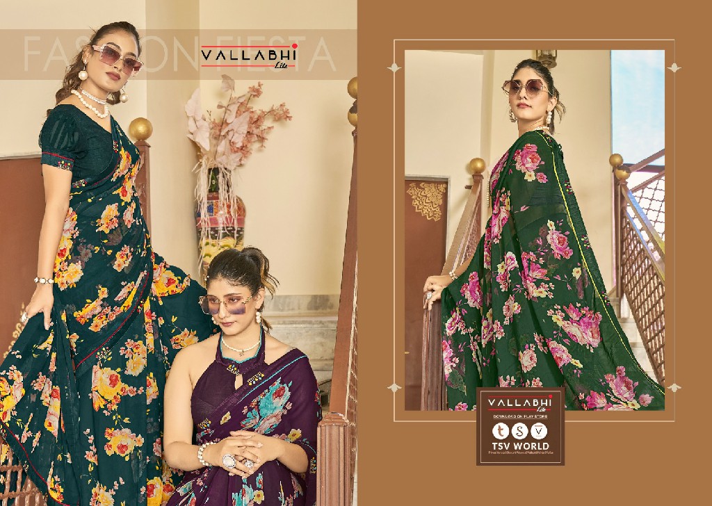 vallabhi prints pranvika summer wear georgette floral print saree