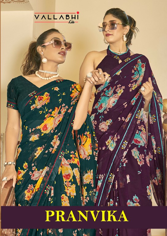 vallabhi prints pranvika summer wear georgette floral print saree