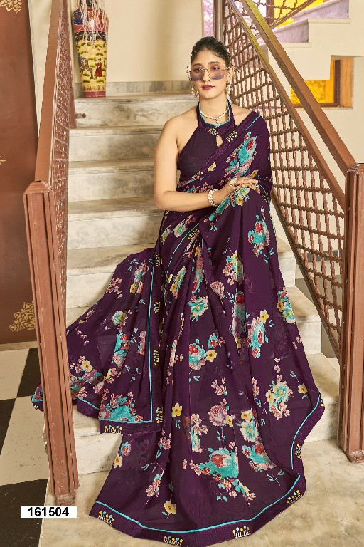 vallabhi prints pranvika summer wear georgette floral print saree