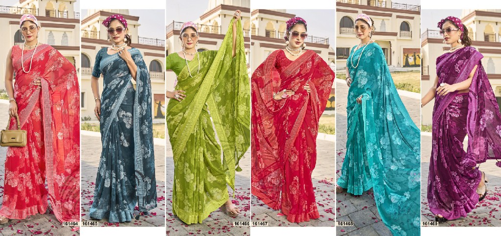 Vallabhi Nityansha Vol-1 Wholesale Abstract Print Georgette Fabrics Sarees