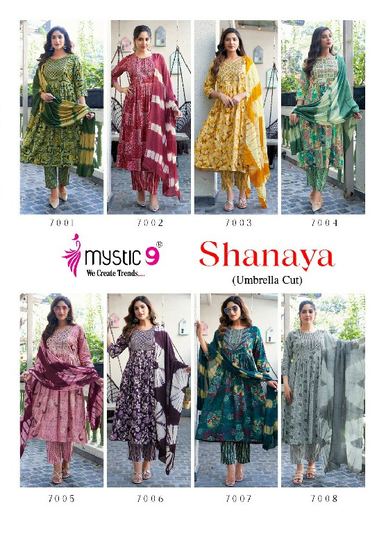 Mystic 9 Shanaya Vol-7 Wholesale Umbrella Cut Kurtis With Pant And Dupatta