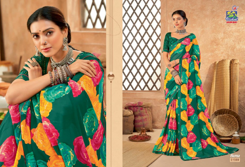 Vishal Hema Wholesale Georgette Print Ethnic Sarees