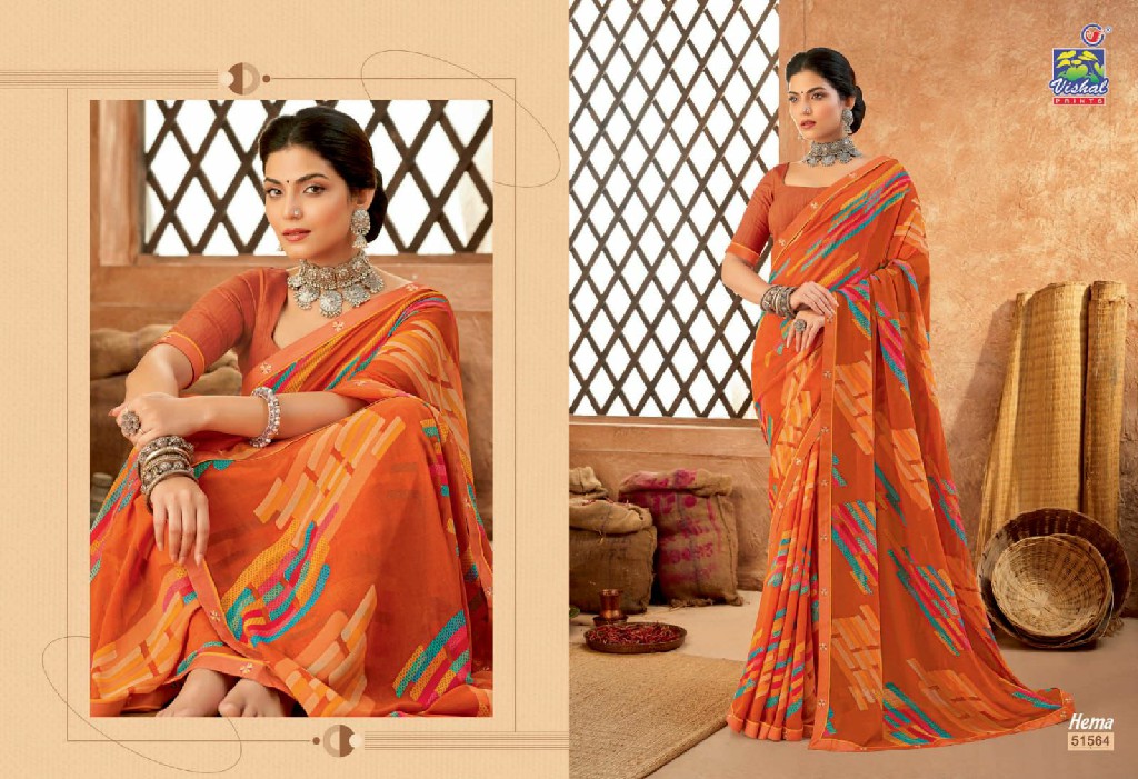 Vishal Hema Wholesale Georgette Print Ethnic Sarees