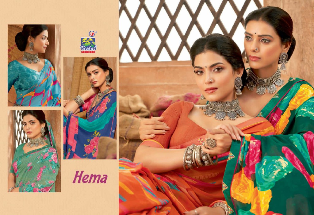 Vishal Hema Wholesale Georgette Print Ethnic Sarees