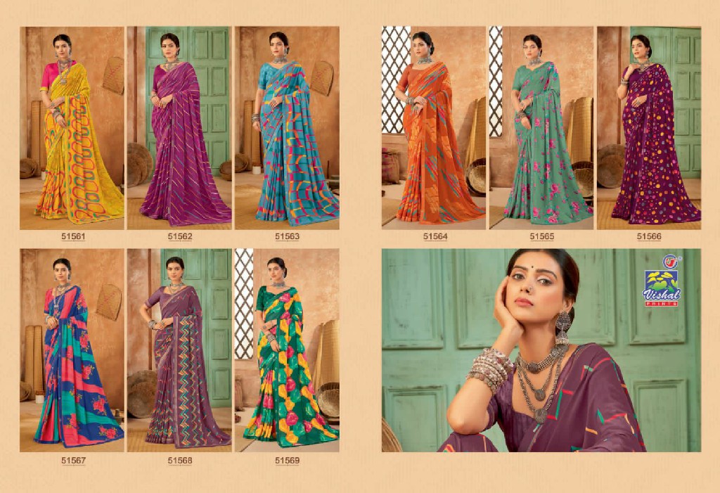 Vishal Hema Wholesale Georgette Print Ethnic Sarees