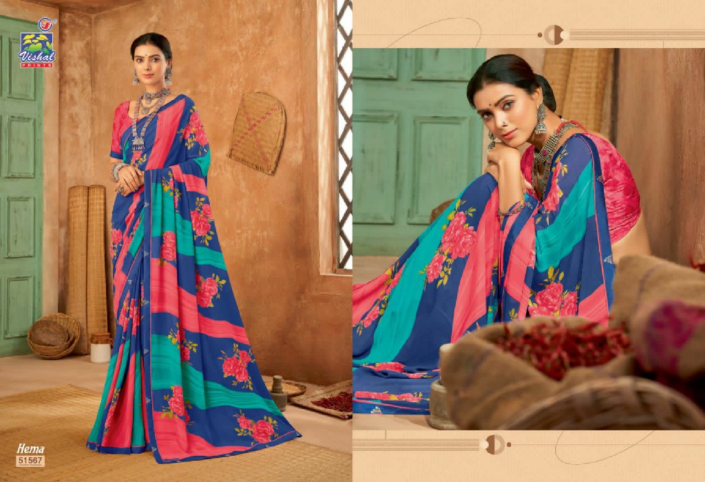 Vishal Hema Wholesale Georgette Print Ethnic Sarees