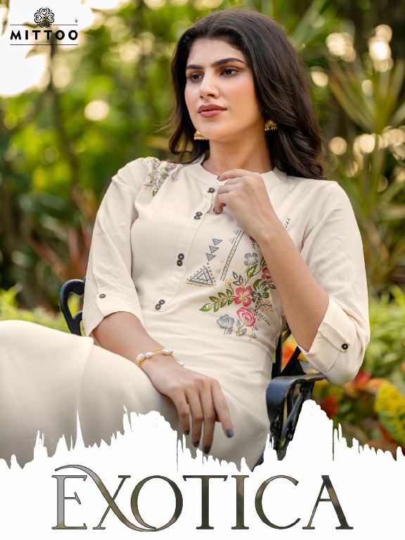 mittoo presents exotica vol 1 rayon readymade casual long kurtis supplier