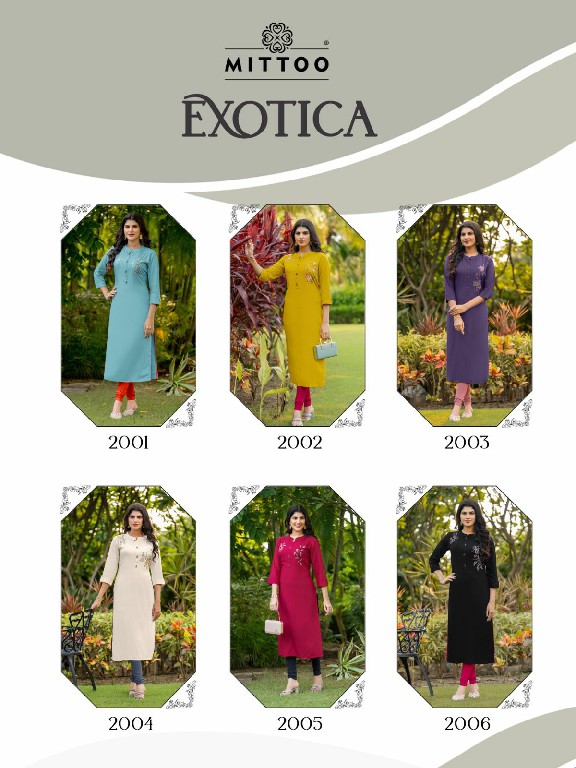 mittoo presents exotica vol 1 rayon readymade casual long kurtis supplier