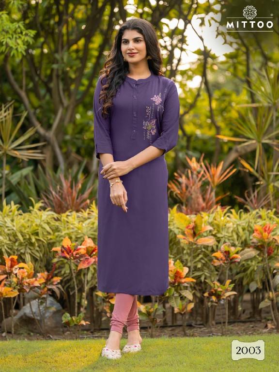 mittoo presents exotica vol 1 rayon readymade casual long kurtis supplier