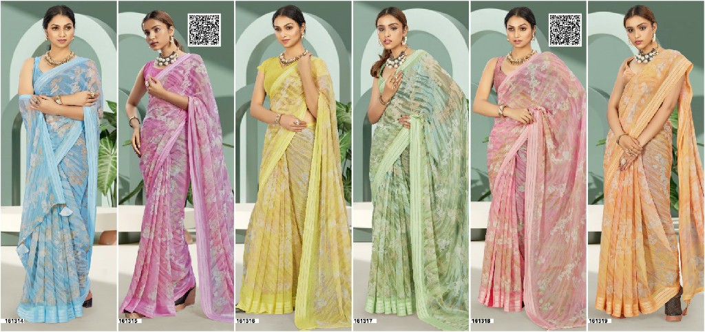 Vallabhi Ankolika Wholesale Floral Print With Swaroski Work Sarees