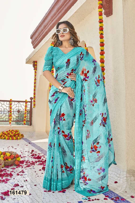 Vallabhi Nityansha Vol-3 Wholesale Abstract Print Georgette Fabrics Sarees