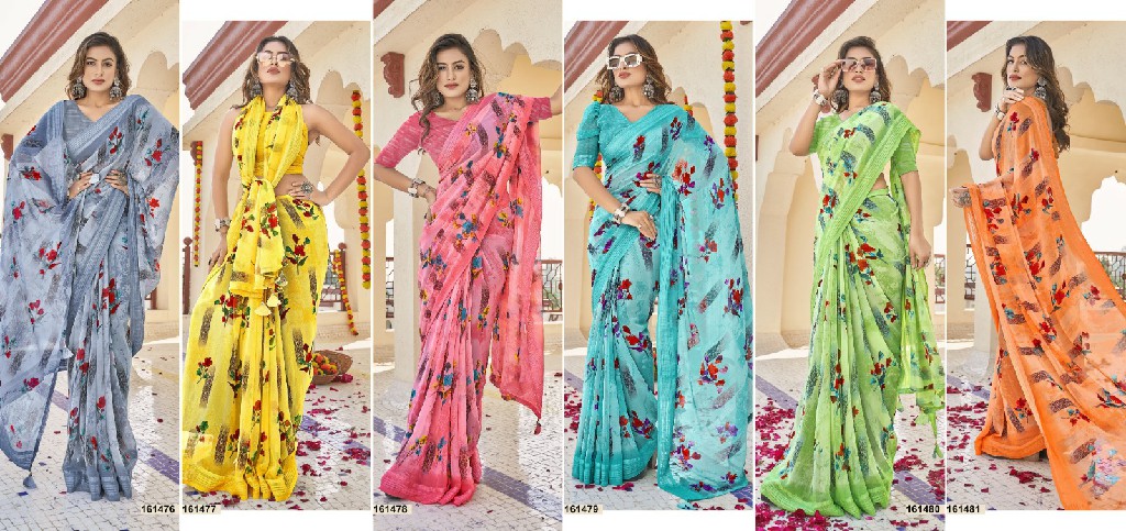 Vallabhi Nityansha Vol-3 Wholesale Abstract Print Georgette Fabrics Sarees