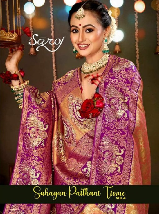 Saroj Suhagan Paithani Tissue Vol-4 Wholesale Soft Paithani Tissue Silk Sarees