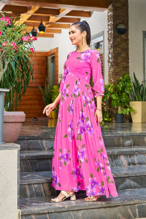 Chansi Inayya Wholesale Fit And Flared Georgette Maxi Dress Gown Kurtis