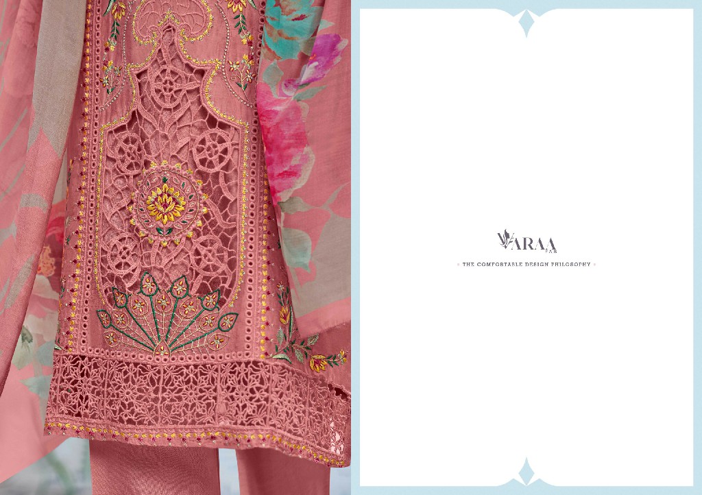 Varaa Fab Gulistaan Wholesale Pure Bemberg Muslin With Work Dress Material