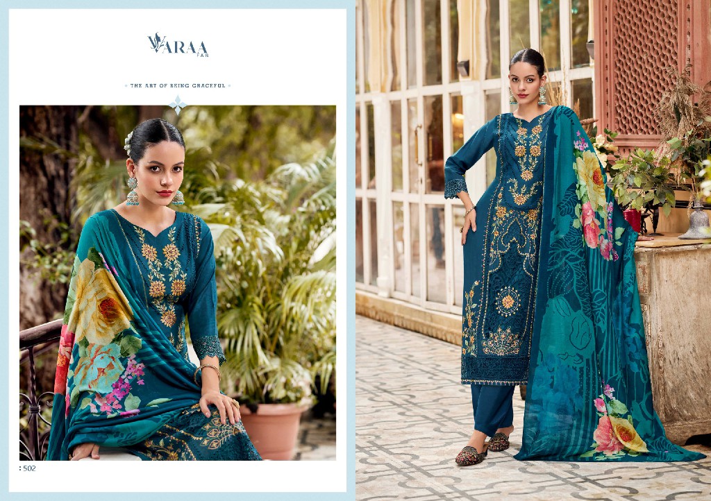 Varaa Fab Gulistaan Wholesale Pure Bemberg Muslin With Work Dress Material