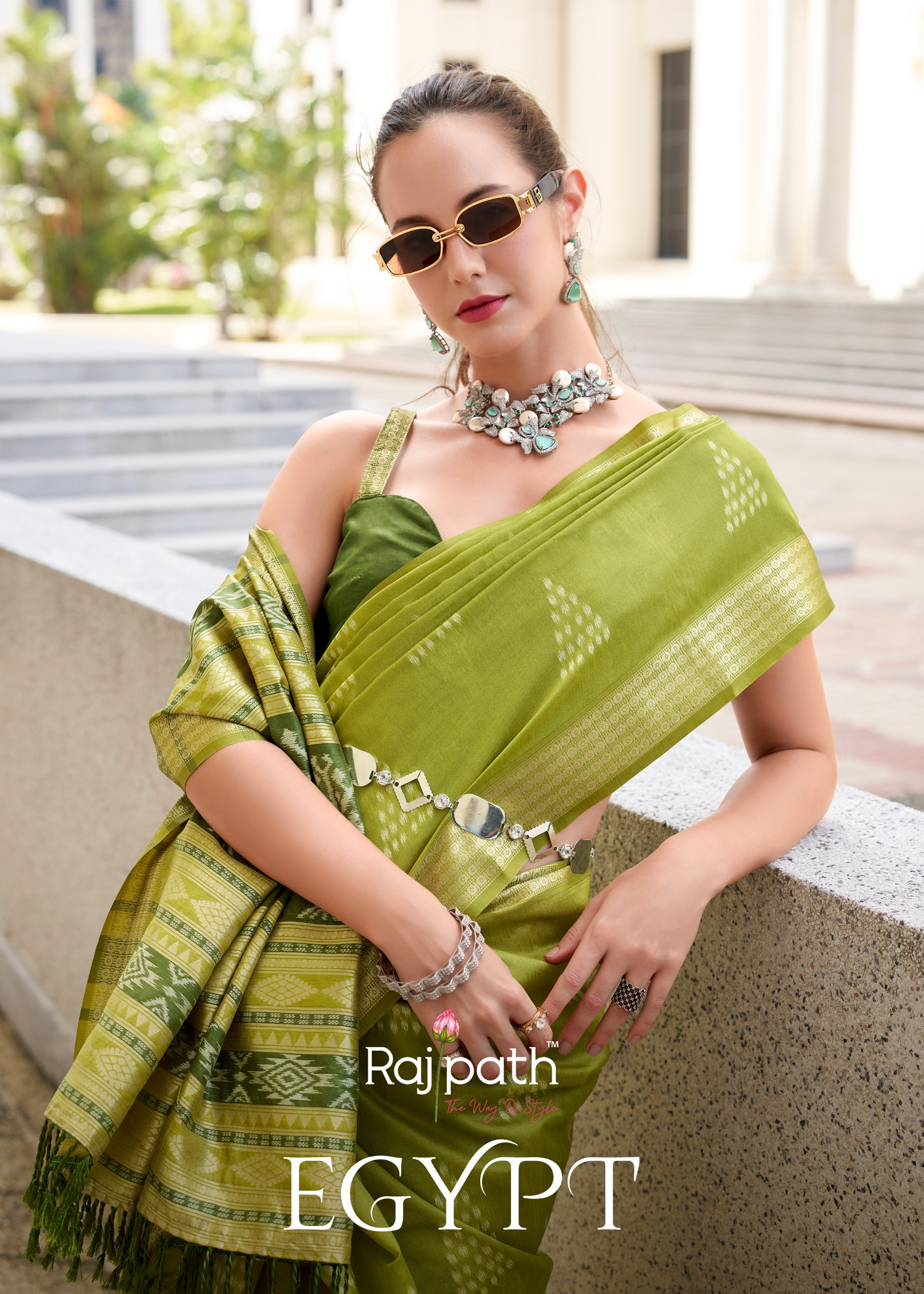 Rajpath Egypt Wholesale Rayon Silk With Ikkat Weaving Sarees