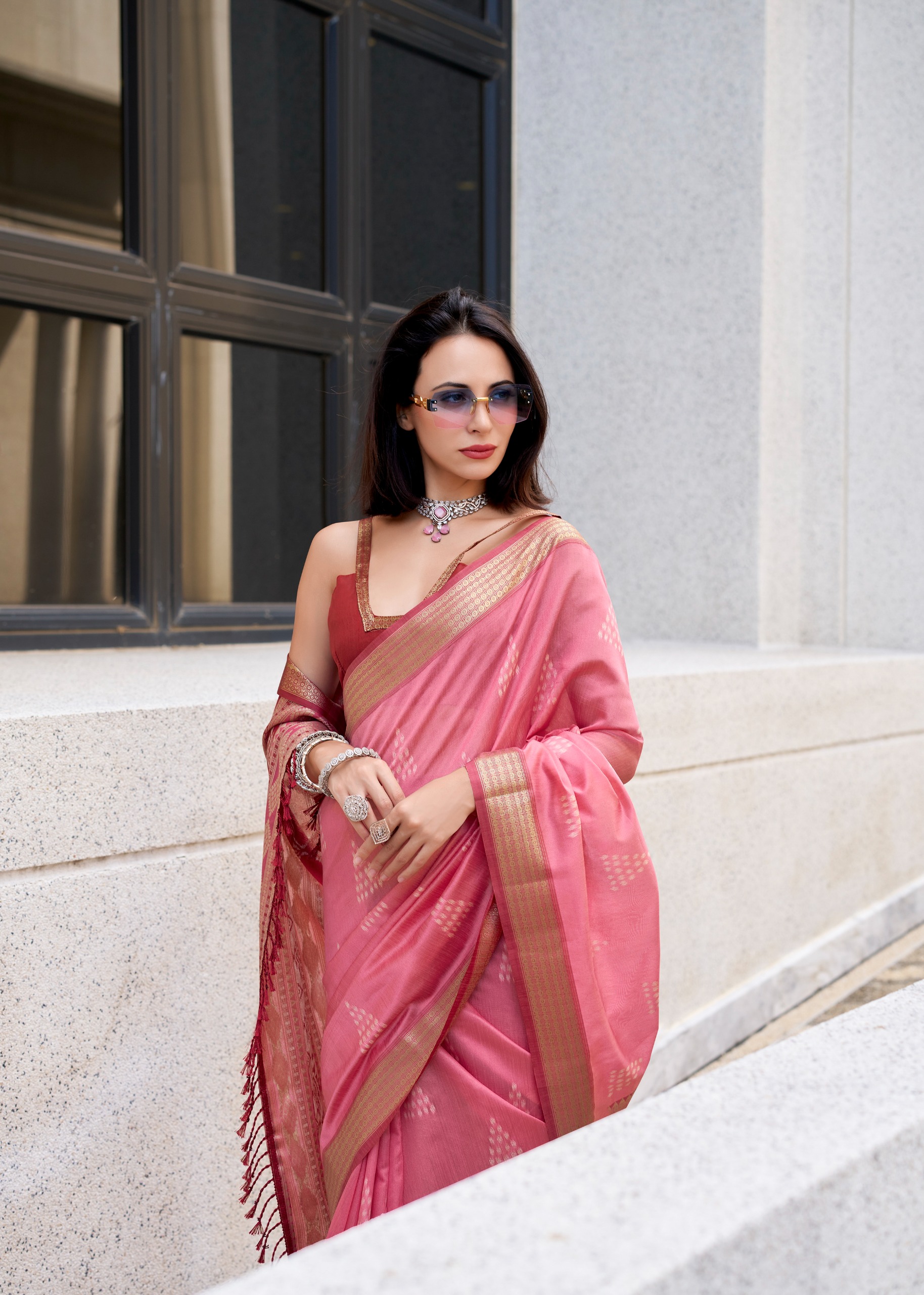 Rajpath Egypt Wholesale Rayon Silk With Ikkat Weaving Sarees