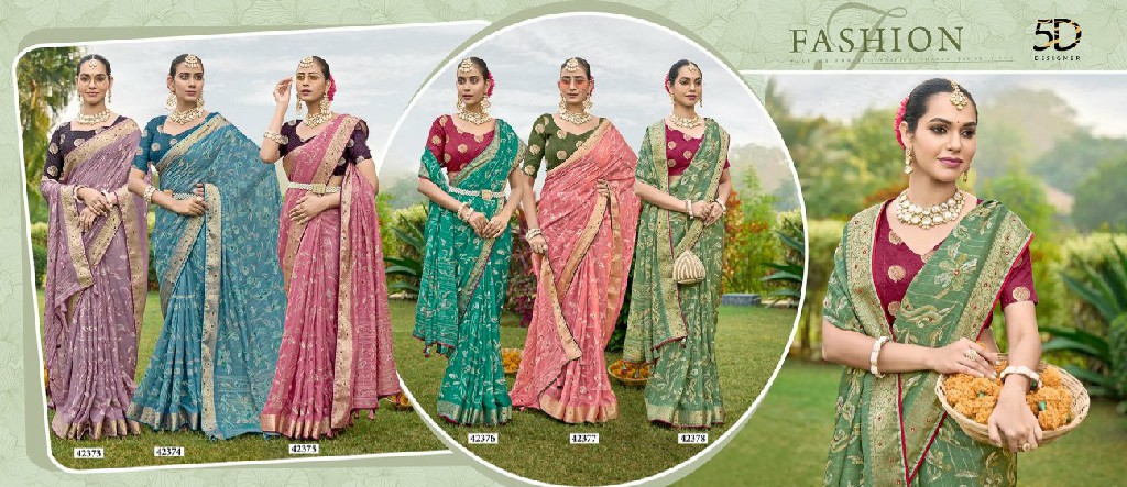 5D Designer Punita Vol-2 Wholesale Soft Moss Mellow Festive Sarees