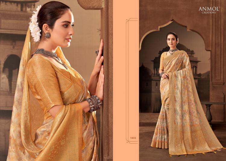 tulip vol 14 by anmol creation 1401-1411 muslin silk exclusive sarees for any occasion